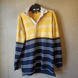 Mens XL Roundtree Yorke Varsity Rugby Shirt Colorblock Striped Polo Preppy BB646